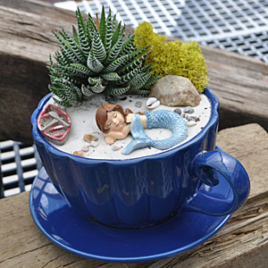 Mermaid Tea Cup Planter