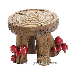 Stool decorated with mushrooms